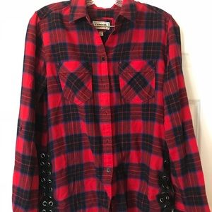 Express flannel shirt with side lace detail